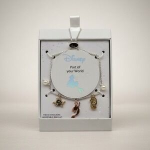 Disney The Little Mermaid Ariel Charm Bracelet - Fine Silver Plated - Brand New